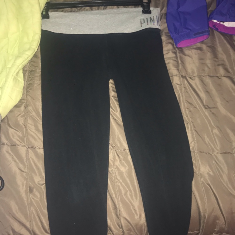 full length pink black leggings